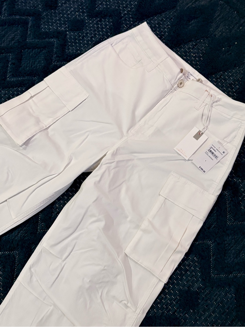 NWT Good American White Baggy Cargo Pants - Picture 9 of 13